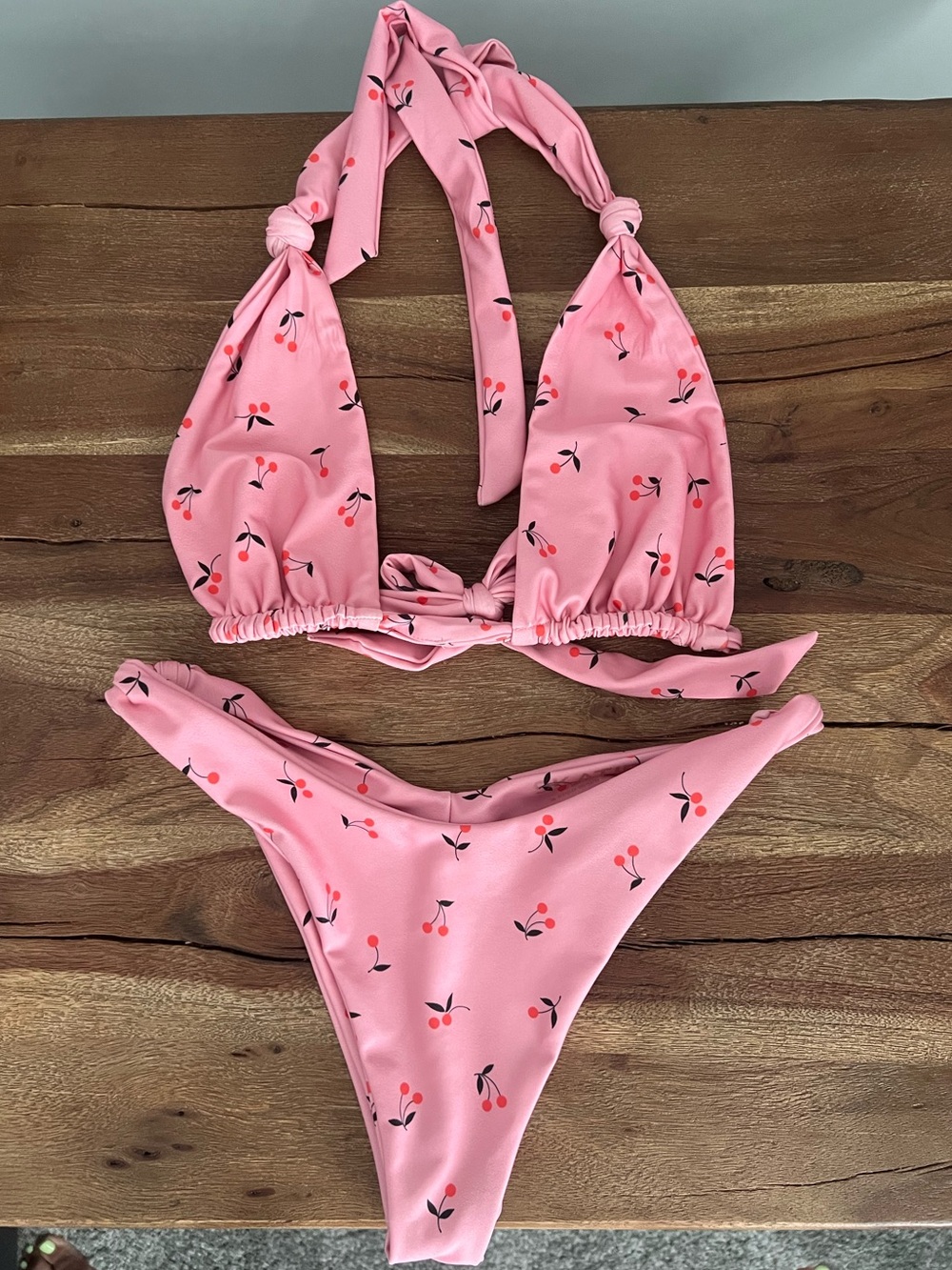 Skatie Pink Cherry Print Women’s Bikini Set